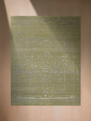 Olera Hand-knotted Wool & Bamboo Silk Rug - Olive