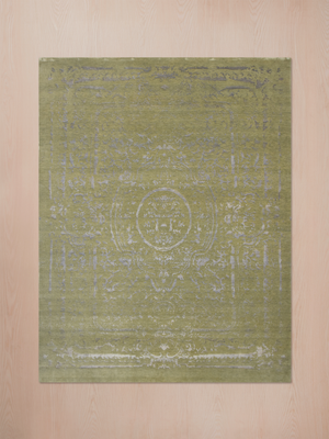 Olera Hand-knotted Wool & Bamboo Silk Rug - Olive