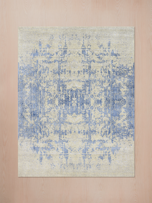 Hazel Wool & Bamboo Silk Hand-Knotted Rug - Blue