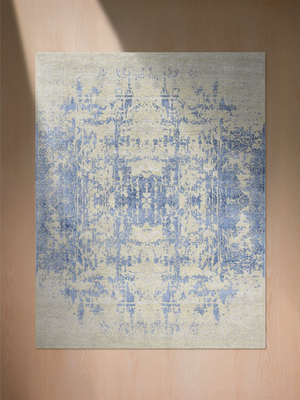 Hazel Wool & Bamboo Silk Hand-Knotted Rug - Blue