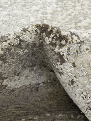 Varell Hand-Knotted Wool & Bamboo Silk Rug - Khaki