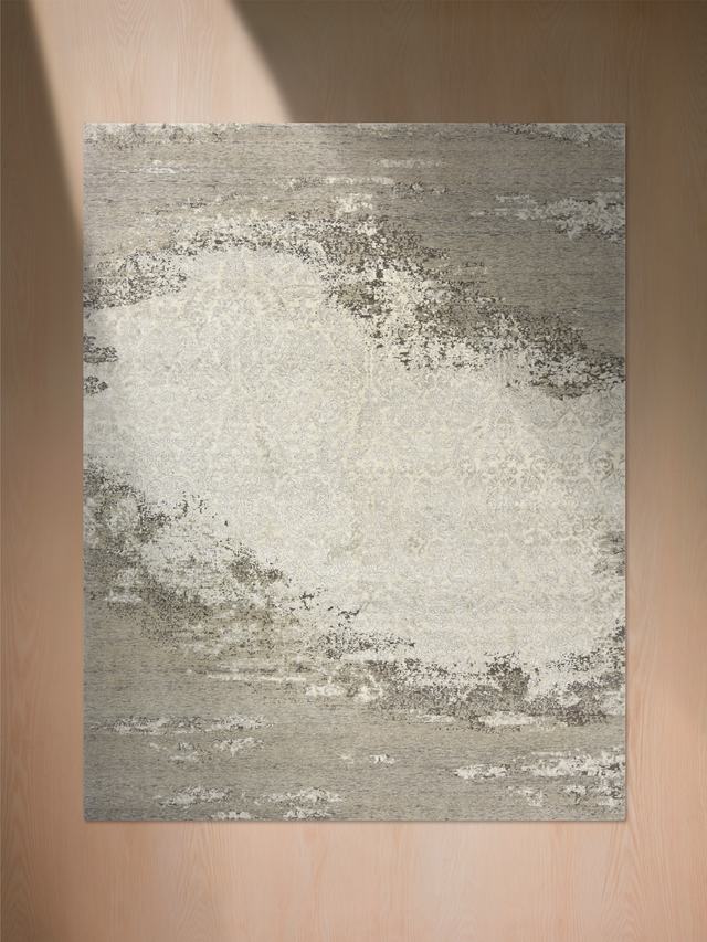 Varell Hand-Knotted Wool & Bamboo Silk Rug - Khaki