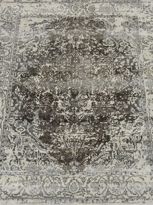 Auren Hand-knotted Wool & Bamboo Silk Rug - Charcoal