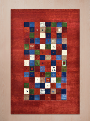 Kavar Hand-Knotted Gabbeh Wool Rug – Crimson