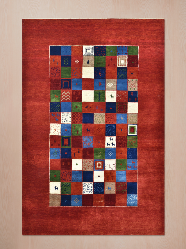 Kavar Hand-Knotted Gabbeh Wool Rug – Crimson