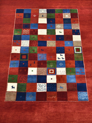 Kavar Hand-Knotted Gabbeh Wool Rug – Crimson