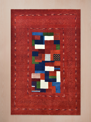 Zaran Hand-Knotted Gabbeh Wool Rug – Crimson