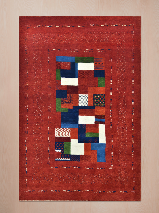 Zaran Hand-Knotted Gabbeh Wool Rug – Crimson