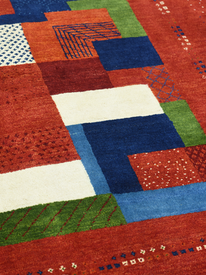 Zaran Hand-Knotted Gabbeh Wool Rug – Crimson