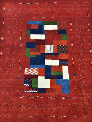 Zaran Hand-Knotted Gabbeh Wool Rug – Crimson