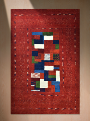 Zaran Hand-Knotted Gabbeh Wool Rug – Crimson
