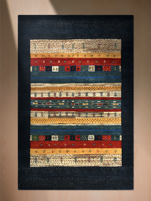 Neram Hand-Knotted Gabbeh Wool Rug – Midnight Blue