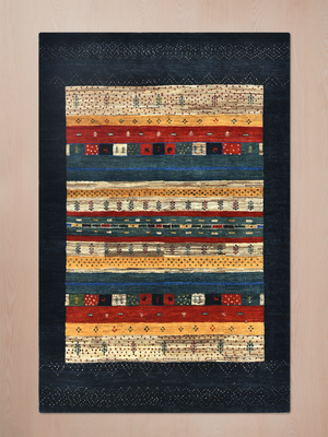 Neram Hand-Knotted Gabbeh Wool Rug – Midnight Blue