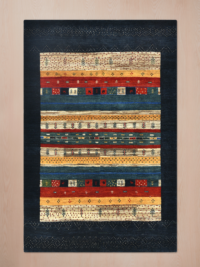 Neram Hand-Knotted Gabbeh Wool Rug – Midnight Blue