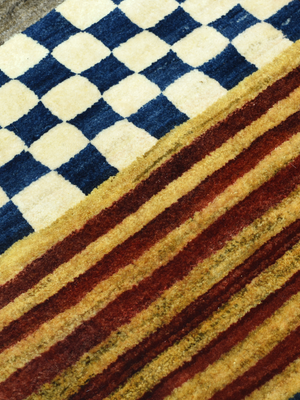 Vareh Hand-Knotted Gabbeh Wool Rug – Multi (Ochre & Burgundy)
