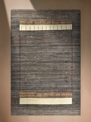 Talav Hand-Knotted Gabbeh Wool Rug – Grey Melange