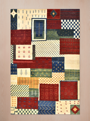 Parav Hand-Knotted Gabbeh Wool Rug – Multi (Ochre & Green)