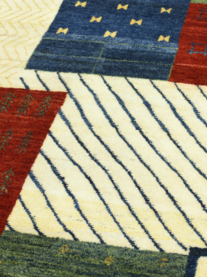 Parav Hand-Knotted Gabbeh Wool Rug – Multi (Ochre & Green)