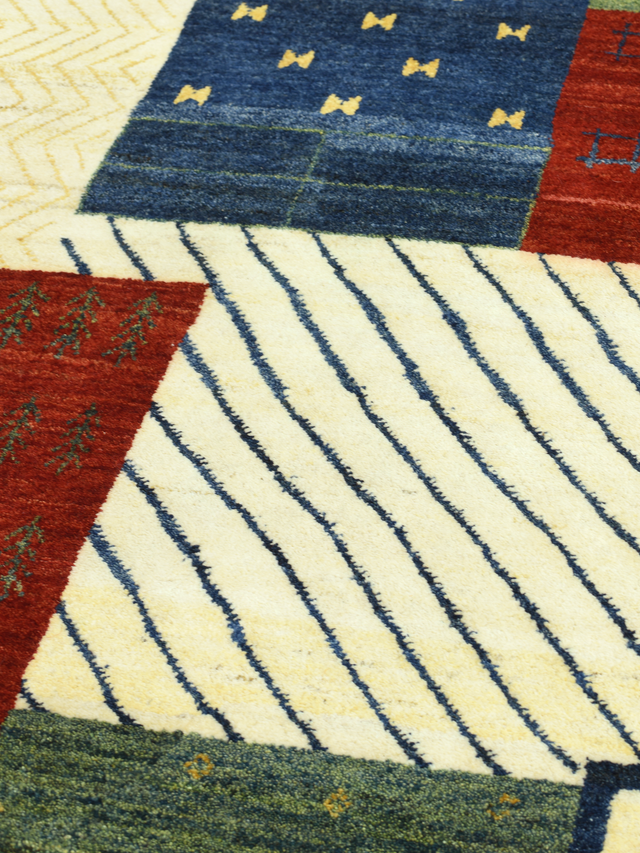 Parav Hand-Knotted Gabbeh Wool Rug – Multi (Ochre & Green)