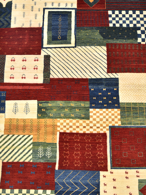 Parav Hand-Knotted Gabbeh Wool Rug – Multi (Ochre & Green)