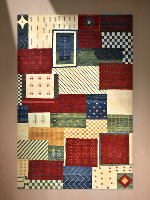 Parav Hand-Knotted Gabbeh Wool Rug – Multi (Ochre & Green)