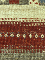 Koram Hand-Knotted Gabbeh Wool Rug – Multi (Stone & Blue)