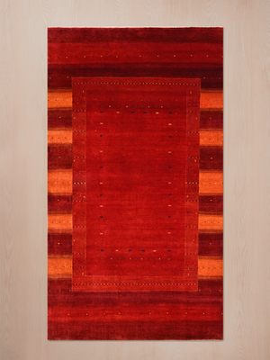 Kezan Hand-Knotted Wool Rug – Red