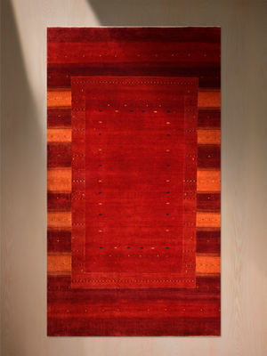 Kezan Hand-Knotted Wool Rug – Red