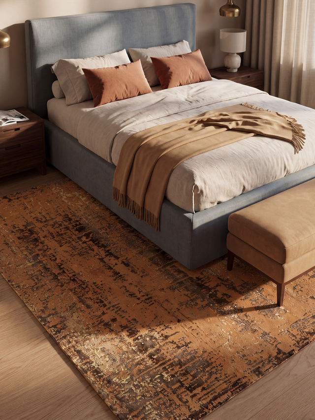 Arlune Hand-Knotted Bamboo Silk Blend Rug - Rust