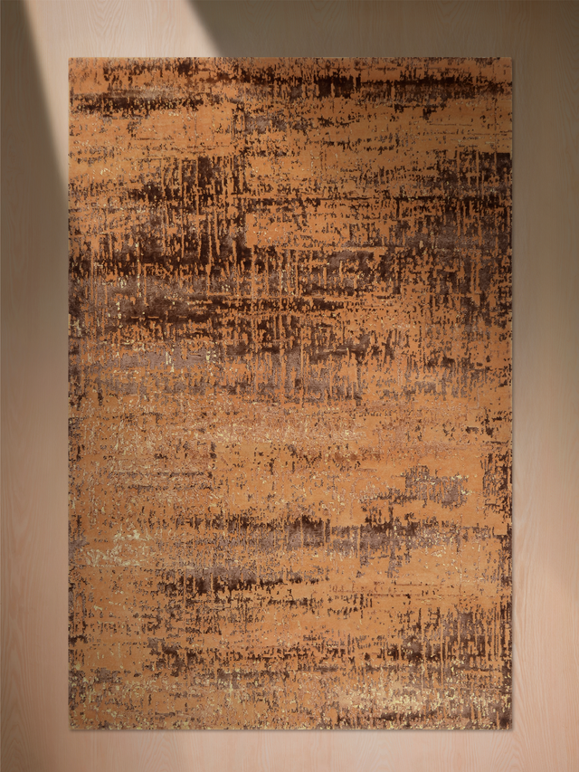 Arlune Hand-Knotted Bamboo Silk Blend Rug - Rust