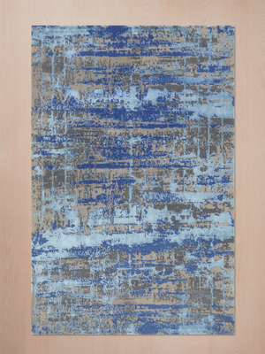 Elvorn Hand-Knotted Bamboo Silk Blend Rug - Blue