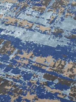 Elvorn Hand-Knotted Bamboo Silk Blend Rug - Blue