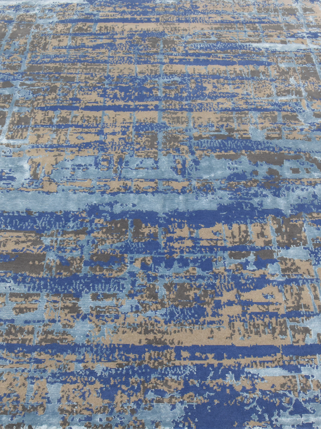 Elvorn Hand-Knotted Bamboo Silk Blend Rug - Blue