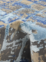 Elvorn Hand-Knotted Bamboo Silk Blend Rug - Blue