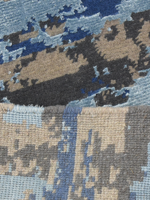 Elvorn Hand-Knotted Bamboo Silk Blend Rug - Blue