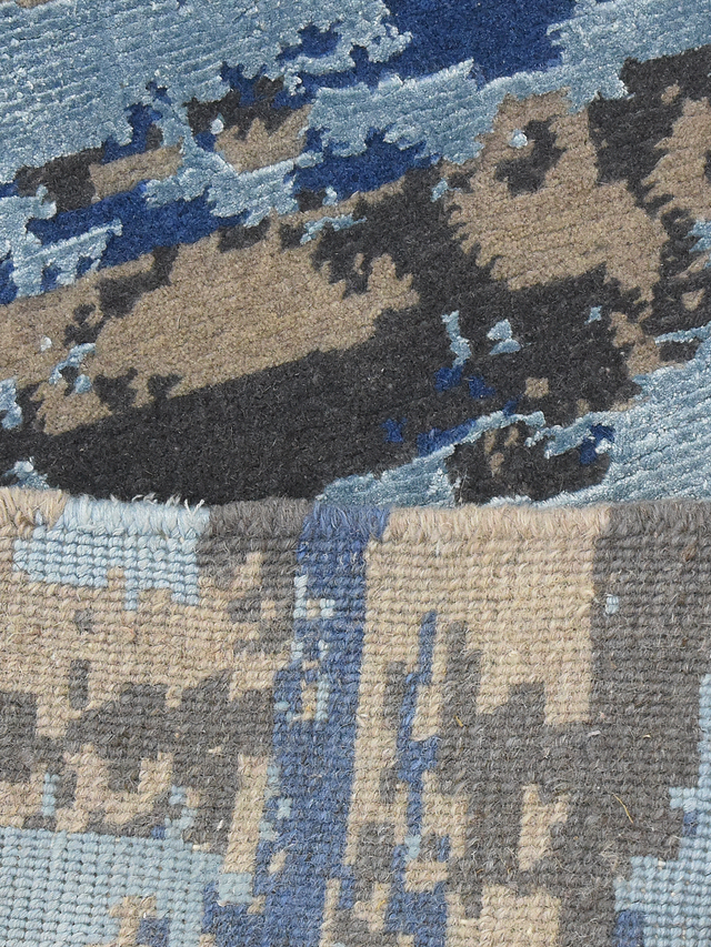Elvorn Hand-Knotted Bamboo Silk Blend Rug - Blue