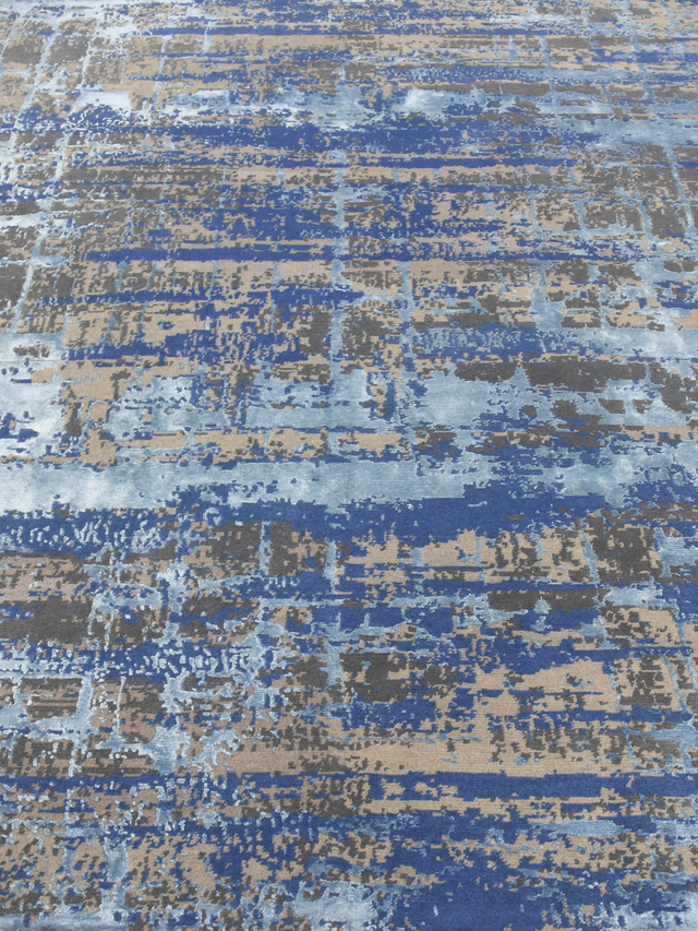 Elvorn Hand-Knotted Bamboo Silk Blend Rug - Blue