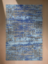 Elvorn Hand-Knotted Bamboo Silk Blend Rug - Blue