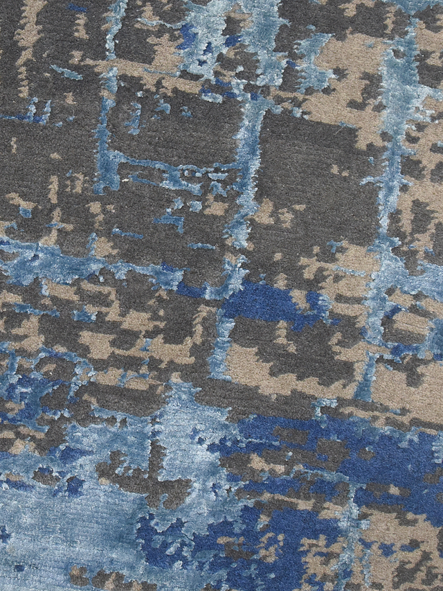 Elvorn Hand-Knotted Bamboo Silk Blend Rug - Blue