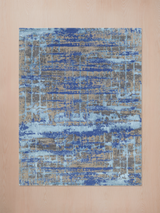 Elvorn Hand-Knotted Bamboo Silk Blend Rug - Blue