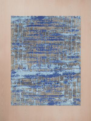 Elvorn Hand-Knotted Bamboo Silk Blend Rug - Blue