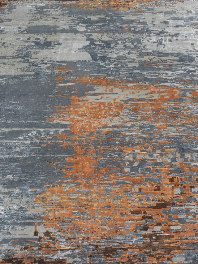 Virel Hand-Knotted Bamboo Silk Blend Rug - Grey