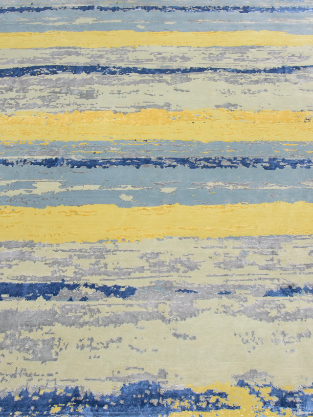 Eldrin Hand-Knotted Bamboo Silk Blend Rug - Blue