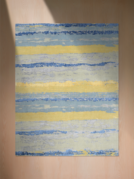 Eldrin Hand-Knotted Bamboo Silk Blend Rug - Blue