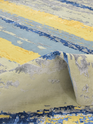 Eldrin Hand-Knotted Bamboo Silk Blend Rug - Blue