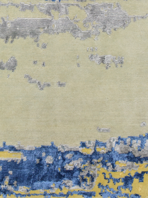Eldrin Hand-Knotted Bamboo Silk Blend Rug - Blue