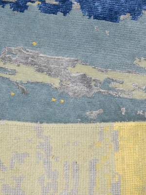 Eldrin Hand-Knotted Bamboo Silk Blend Rug - Blue