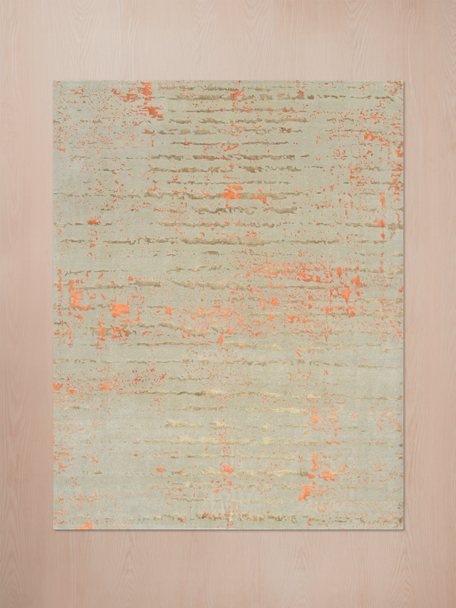 Orlune Hand-Knotted Bamboo Silk Blend Rug - Orange