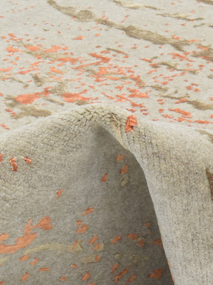 Orlune Hand-Knotted Bamboo Silk Blend Rug - Orange