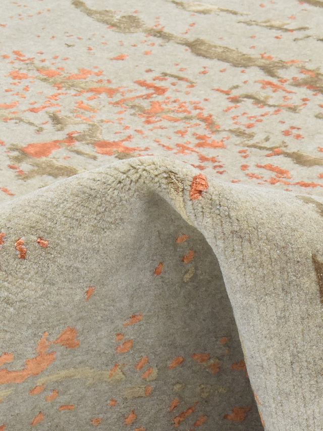 Orlune Hand-Knotted Bamboo Silk Blend Rug - Orange